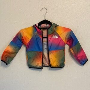 The North Face Rainbow Multicolor Kids Never Stop Hooded Wind Jacket Size 2
